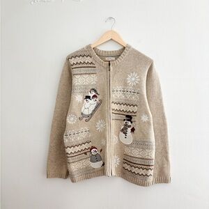 Vintage Croft & Barrow Snowman Cardigan